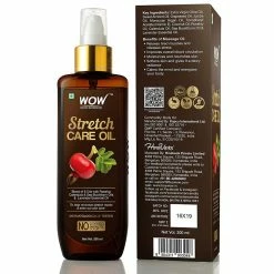 WOW Skin Science Stretch Care Oil To Minimize Stretch Marks & Even Out Skin Tone - Blend Of 6 Oils With Rosehip Calendula & Sea Buckthorn Oils - No Parabens, Silicones, Mineral Oil & Color - 200 Ml