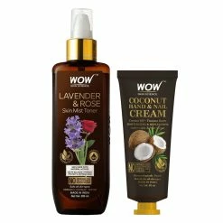WOW Skin Science Combos Lavender & Rose Skin Mist Toner + Coconut Hand & Nail Cream - Net Vol. 250 Ml
