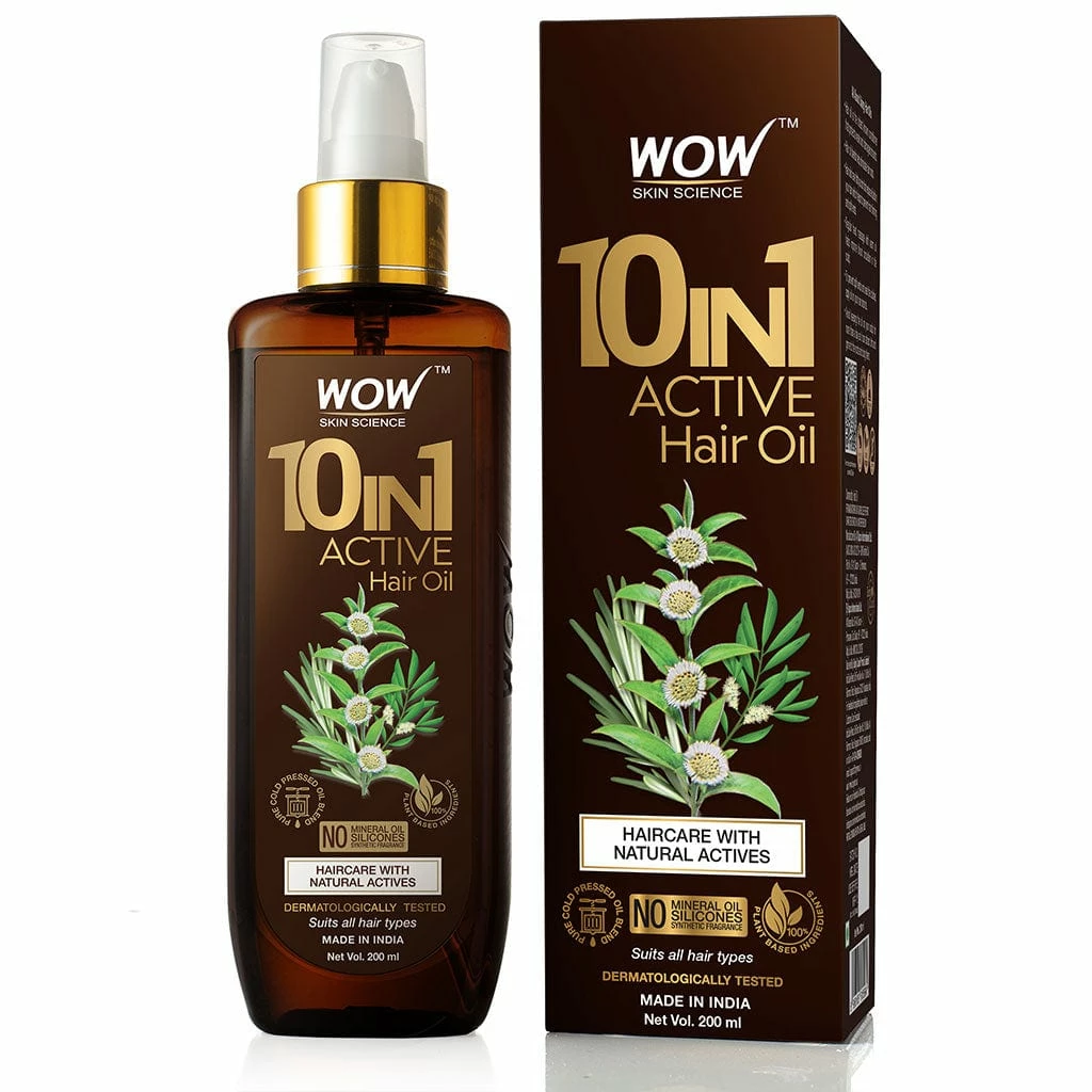 WOW Skin Science 10 In 1 Active Hair Oil - No Mineral Oil, Silicones & Synthetic Fragrance