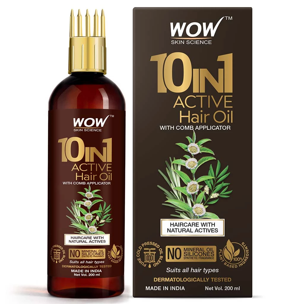 WOW Skin Science 10 In 1 Active Hair Oil - No Mineral Oil, Silicones & Synthetic Fragrance