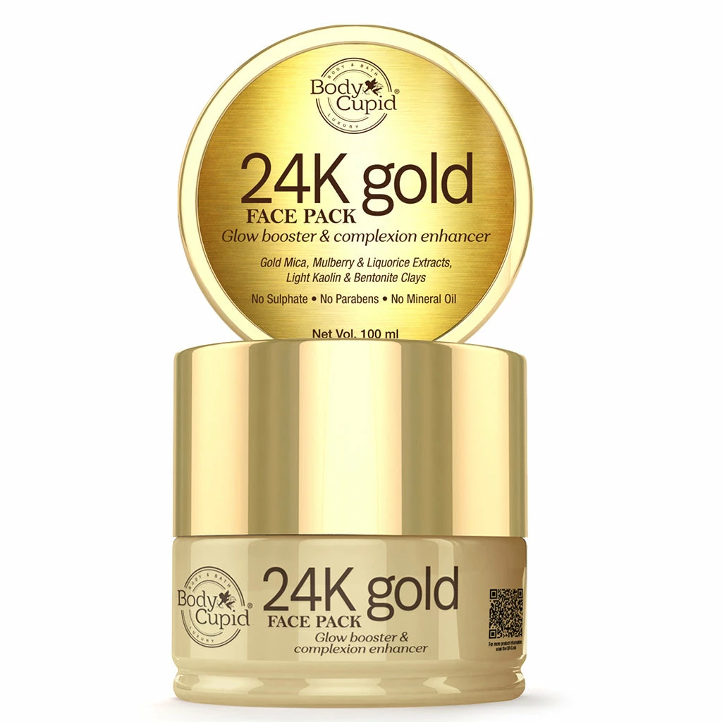 24K Gold Face Pack - With Gold Mica Powder And Mulberry & Liquorice Extract - Glow Booster & Complexion Enhancer By Body Cupid - 100 Ml