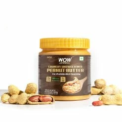 WOW Skin Science Crunchy Unsweetened Peanut Butter - 500 GM