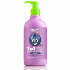 WOW Skin Science 3-in-1 Tip To Toe Wash - Blueberry Kids Shampoo + Conditioner + Body Wash - No Sulphates & Parabens - 300 Ml