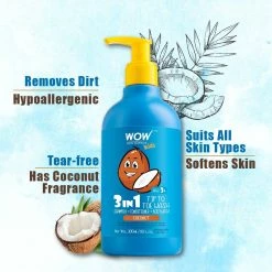 WOW Skin Science Mother & Child 3-in-1 Tip To Toe Wash - Coconut Shampoo + Conditioner + Body Wash - No Sulphates & Parabens - 300 Ml