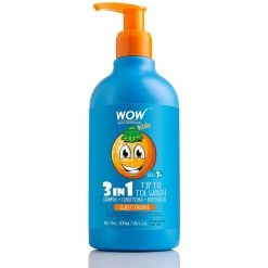 WOW Skin Science 3-in-1 Tip To Toe Wash - Sweet Orange Kids Shampoo + Conditioner + Body Wash - No Sulphates & Parabens - 300 Ml