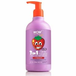 WOW Skin Science 3-in-1 Tip To Toe Wash - Strawberry Kids Shampoo + Conditioner + Body Wash - No Sulphates & Parabens - 300 Ml