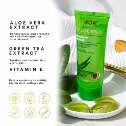 WOW Skin Science Aloe Vera With Green Tea Extract And Hyaluronic Acid Sleeping Pack - No Parabens, Silicones & Color