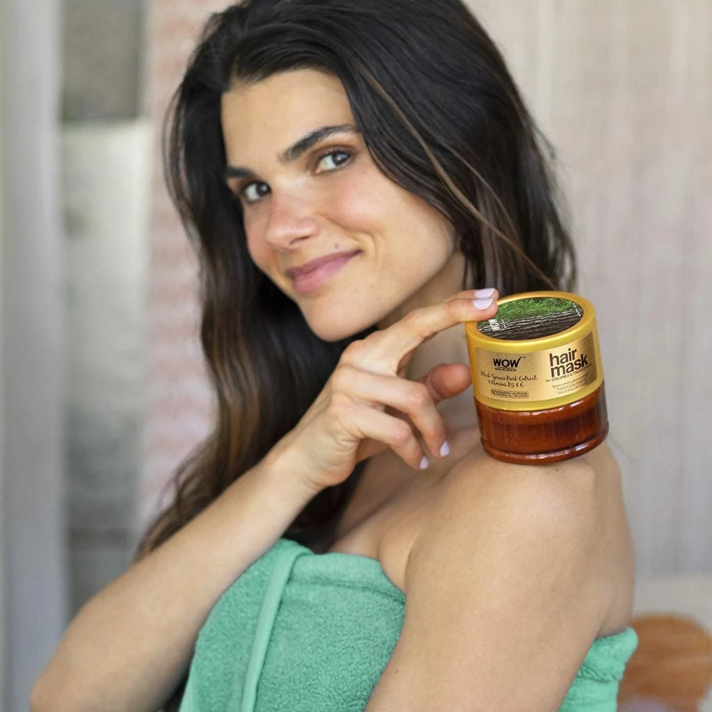 WOW Skin Science Black Spruce Bark Extract, Vitamin B5 & E Hair Mask For Colored & Treated Hair - 200 Ml