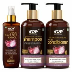 WOW Skin Science Onion Hair Oil Ultimate Hair Care Combo Kit - Shampoo, Conditioner & Hair Oil For Hair Fall Control