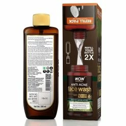 WOW Skin Science Anti Acne Face Wash Refill Pack - For Extended Use - No Parabens, Sulphate, Silicones & Color - 200 Ml
