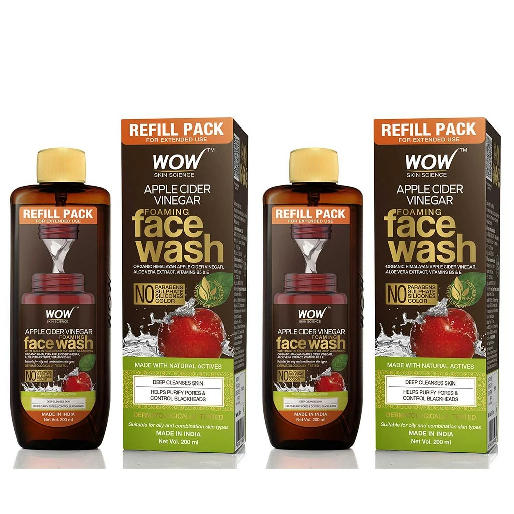 WOW Skin Science Apple Cider Vinegar Foaming Face Wash Refill Pack - 200mL