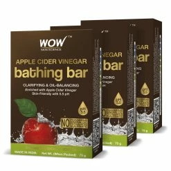 WOW Skin Science Apple Cider Vinegar Bathing Bar - With Apple Cider Vinegar - Pack Of 3