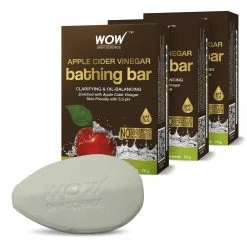 WOW Skin Science Apple Cider Vinegar Bathing Bar - With Apple Cider Vinegar - Pack Of 3