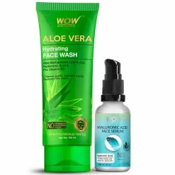 WOW Skin Science Combos Aloe Vera Face Wash + Hyaluronic Acid Moisturising Face Serum - Net Vol. 130 Ml