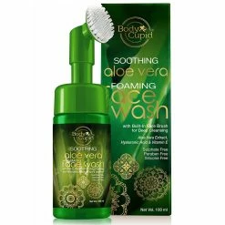 Soothing Aloe Vera Foaming Face Wash (with Built-in-brush) By Body Cupid - 100 Ml Skin