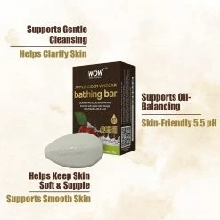 WOW Skin Science Apple Cider Vinegar Bathing Bar - With Apple Cider Vinegar - Pack Of 3