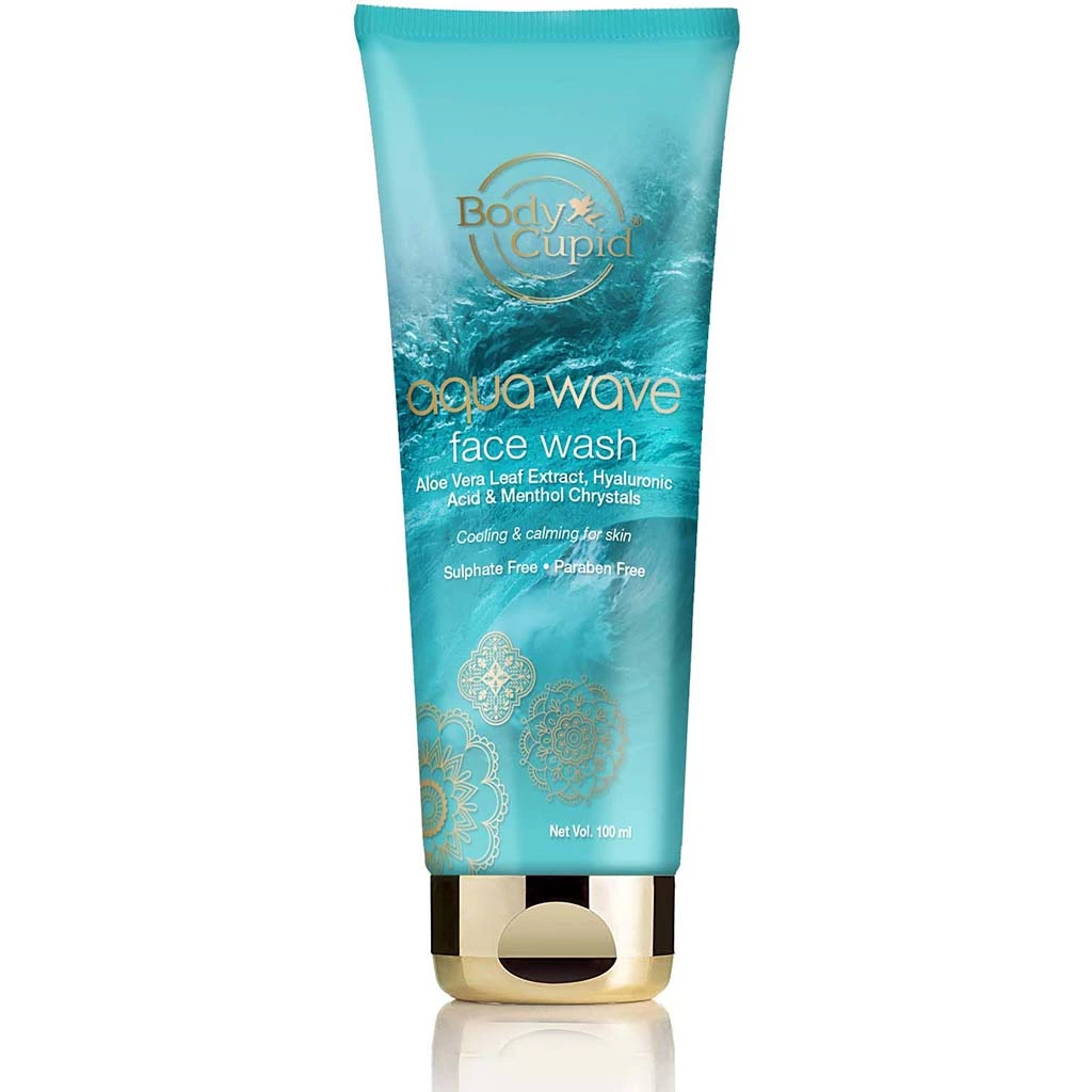 Skin Aqua Wave Face Wash - With Aloe Vera Leaf Extract , Hyaluronic Acid And Menthol Crystals - Cooling & Calming By Body Cupid - 100 Ml