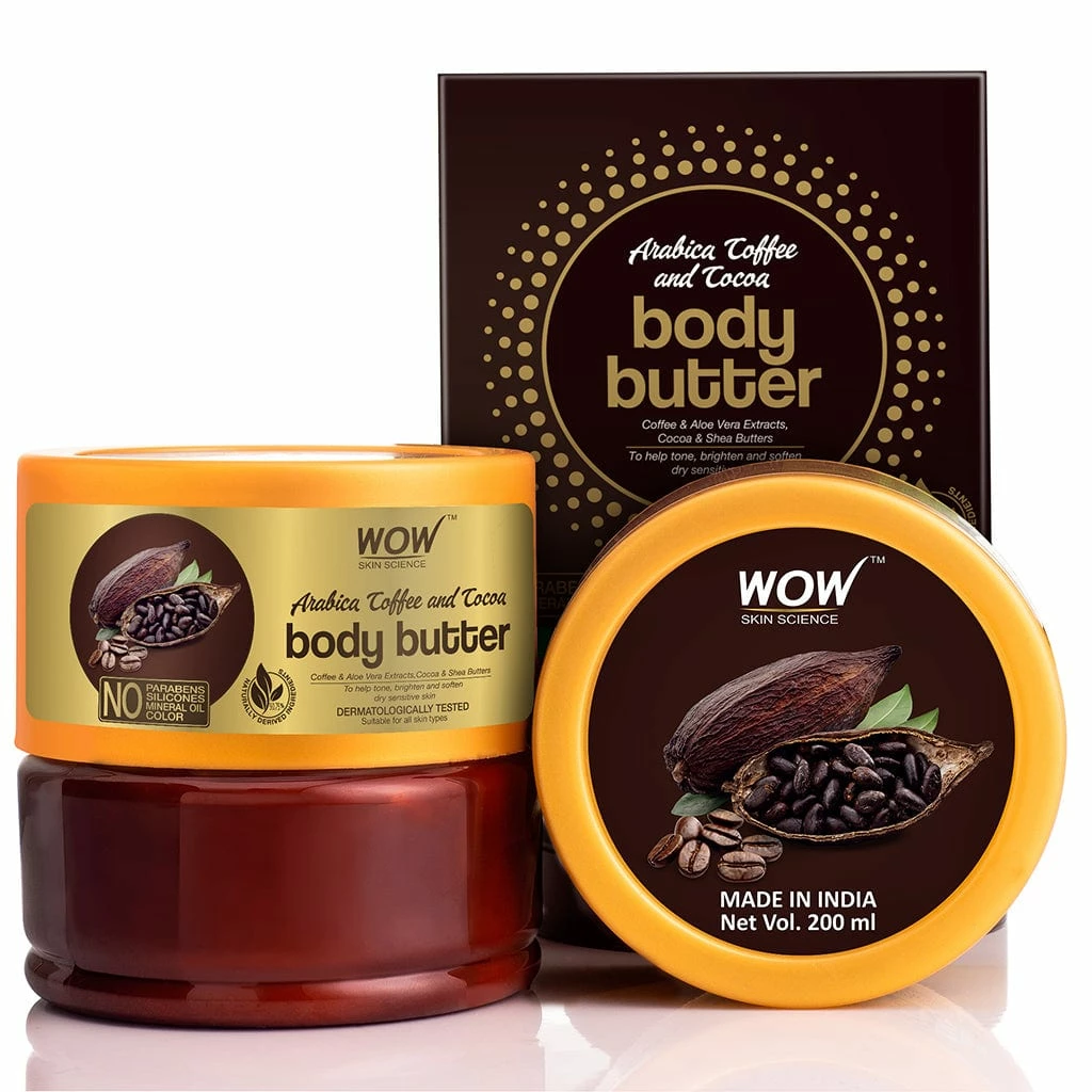 WOW Skin Science Arabica Coffee And Cocoa Body Butter - No Parabens, Silicones, Mineral Oil & Color - 200 Ml Bath & Body