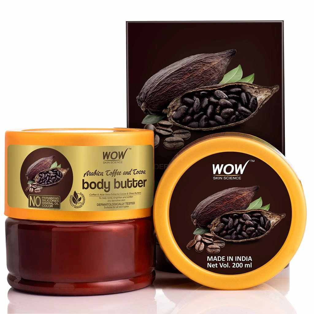 WOW Skin Science Arabica Coffee And Cocoa Body Butter - No Parabens, Silicones, Mineral Oil & Color - 200 Ml Bath & Body