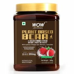 WOW Life Science Plant Based BCAA Supplement For Muscle Recovery, Growth And Muscle Strengthening - Litchi 250g
