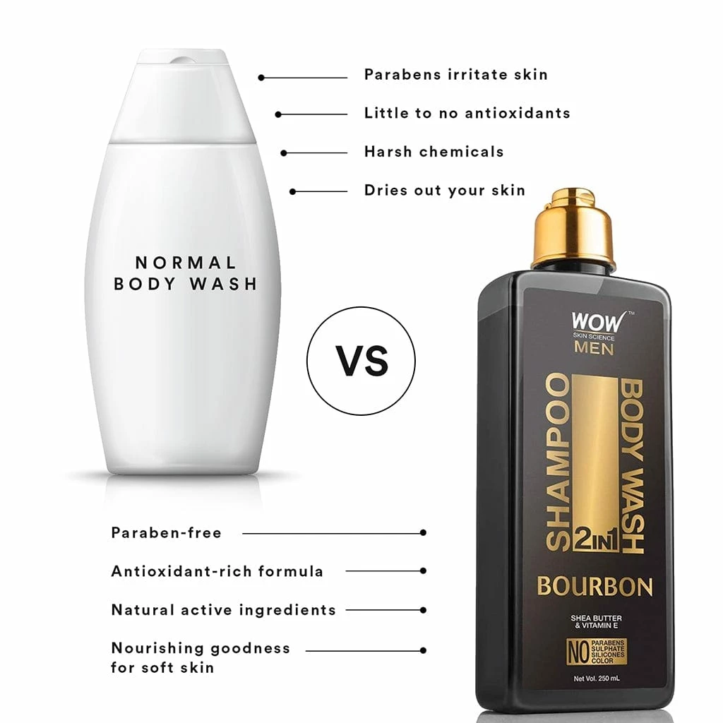 WOW Skin Science Bourbon 2-In-1 Shampoo + Body Wash Hair