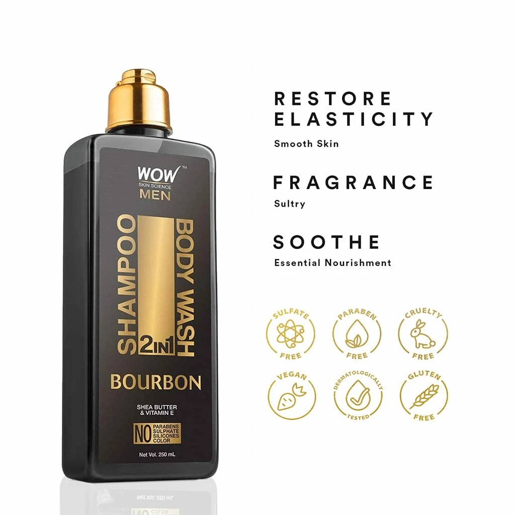 WOW Skin Science Bourbon 2-In-1 Shampoo + Body Wash Hair