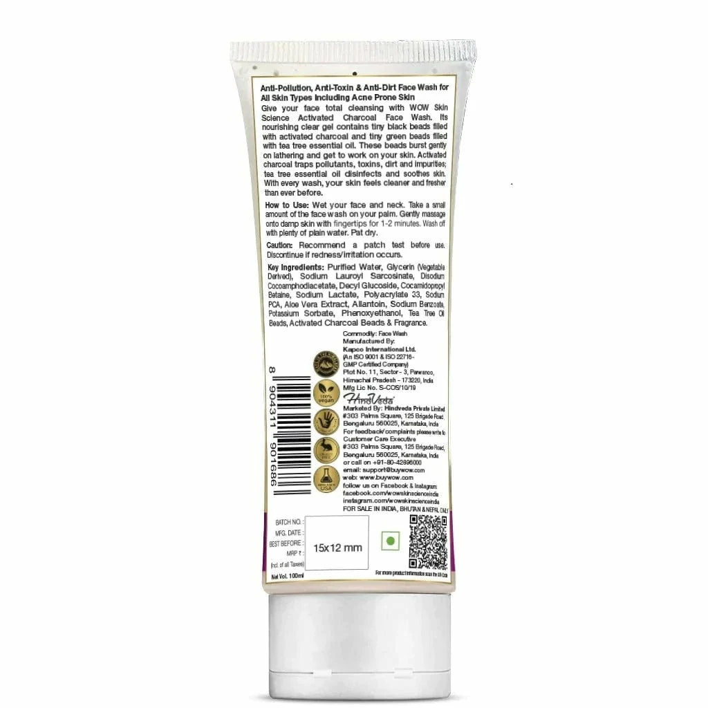 WOW Skin Science Activated Charcoal Face Wash