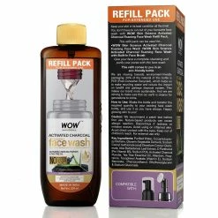 WOW Skin Science Activated Charcoal Foaming Face Wash Refill Pack - Lifts Off Pollutant & Dirt - For Extended Use - No Parabens, Sulphate, Silicones & Color
