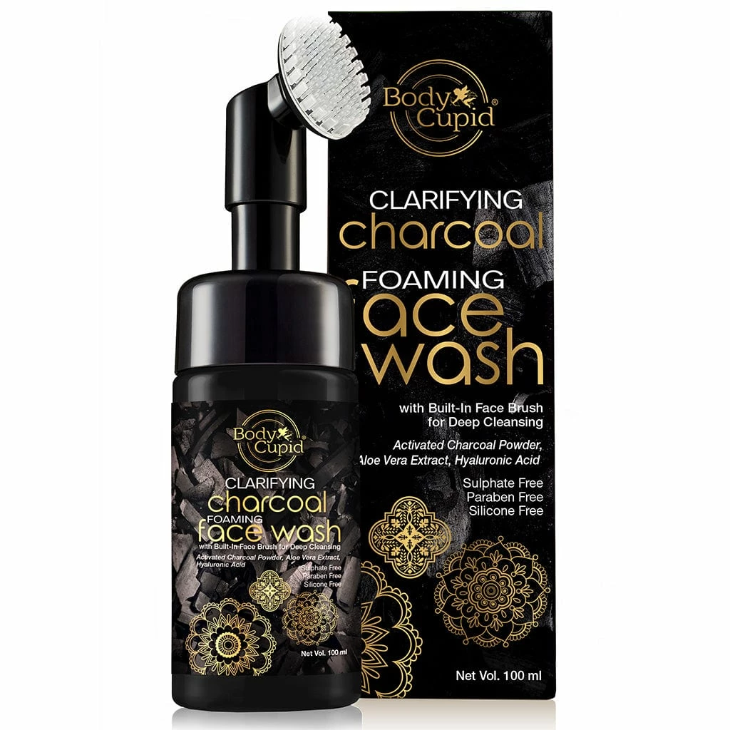 Clarifying Charcoal Foaming Face Wash (with Built-in-brush) By Body Cupid - 100 Ml Skin