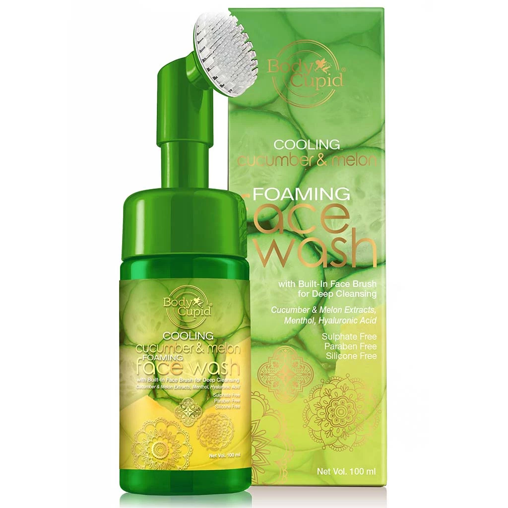 Cucumber And Melon Cooling Foaming Face Wash (with Built-in-brush) By Body Cupid - 100 Ml