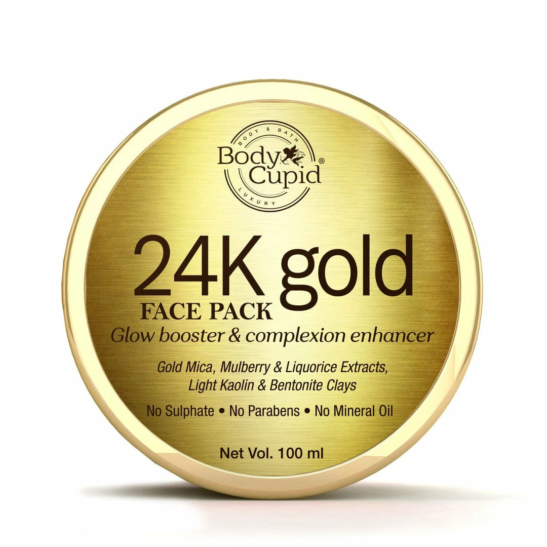 24K Gold Face Pack - With Gold Mica Powder And Mulberry & Liquorice Extract - Glow Booster & Complexion Enhancer By Body Cupid - 100 Ml