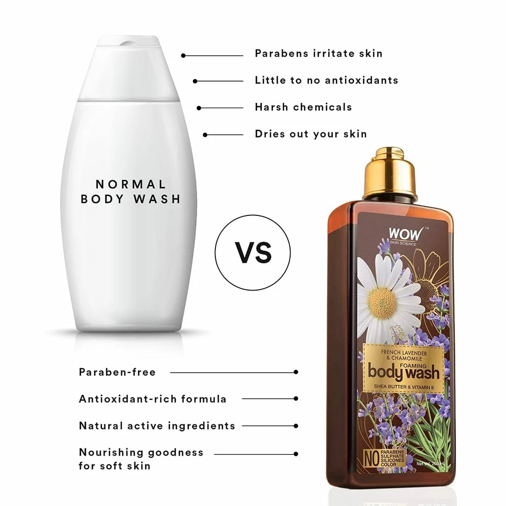WOW Skin Science Bath & Body French Lavender & Chamomile Foaming Body Wash