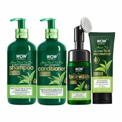 WOW Skin Science Hair Combo Kit Ultimate Green Tea & Tea Tree Anti Dandruff Tree 4 Kit - Net Vol - 800 Ml