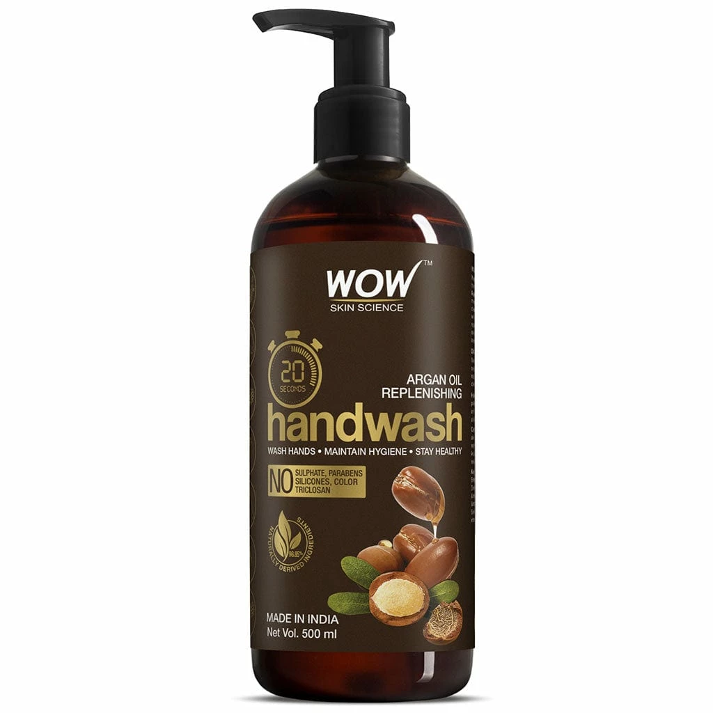 WOW Skin Science Argan Oil Replenishing Handwash - 20 Seconds - No Sulphate, Parabens, Silicones, Color & Triclosan - 500 Ml Bath & Body