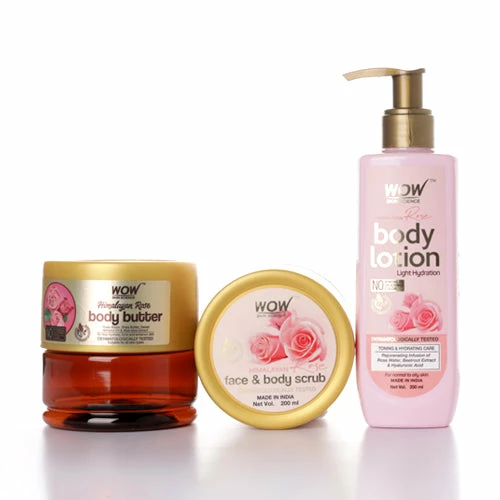 WOW Skin Science Gift Sets Himalayan Rose Gift Box - Nourishing Skincare Kit For Light Hydration & Exfoliation Normal To Oily Skin