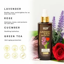 WOW Skin Science Lavender & Rose No Parabens & Sulphate Skin Mist Toner - 200 Ml