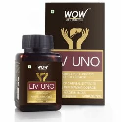 WOW Life Science Nutrition Liv Uno (Blend Of 5 Herbal Extracts) 500 Mg - 60 Vegetarian Capsules
