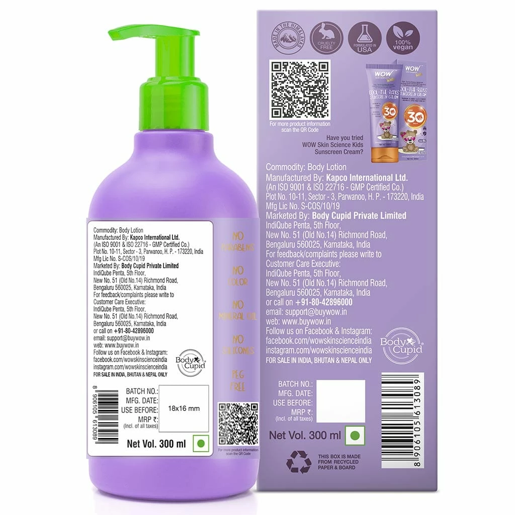 WOW Skin Science Mother & Child Kids Plush & Plump Body Lotion - Blueberry - SPF 15 - No Parabens, Mineral Oil, Silicones & Color - 300 Ml