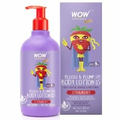 WOW Skin Science Kids Plush & Plump Body Lotion - Strawberry - SPF 15 - No Parabens, Mineral Oil, Silicones & Color - 300 Ml