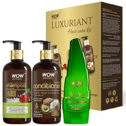 WOW Skin Science Luxuriant Hair Care Kit -730mL (Apple Cider Vinegar Shampoo + Hair Conditioner + 99 % Pure Aloe Vera Gel)