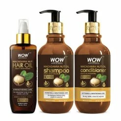 WOW Skin Science Macadamia Nut Oil Hair Care Ultimate 3 Kit (Shampoo + Conditioner + Hair Oil) - 750 Ml