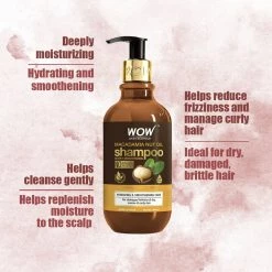 WOW Skin Science Hair Macadamia Nut Oil Shampoo - Deeply Moisturizing - Hydrating & Smoothening Care - No Sulphate, Parabens, Silicones, Color & PEG - 300ml