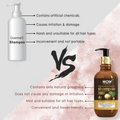 WOW Skin Science Hair Macadamia Nut Oil Shampoo - Deeply Moisturizing - Hydrating & Smoothening Care - No Sulphate, Parabens, Silicones, Color & PEG - 300ml
