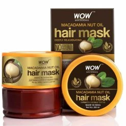 WOW Skin Science Macadamia Nut Oil Hair Mask - Deeply Rejuvenating - For Dry, Brittle, Coarse & Curly Hair - No Mineral Oil, Parabens, Silicones, Color & PEG - 200ml