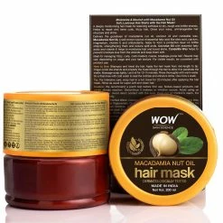 WOW Skin Science Macadamia Nut Oil Hair Mask - Deeply Rejuvenating - For Dry, Brittle, Coarse & Curly Hair - No Mineral Oil, Parabens, Silicones, Color & PEG - 200ml