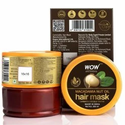 WOW Skin Science Macadamia Nut Oil Hair Mask - Deeply Rejuvenating - For Dry, Brittle, Coarse & Curly Hair - No Mineral Oil, Parabens, Silicones, Color & PEG - 200ml