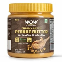 WOW Skin Science Creamy Unsweetened Peanut Butter - 500 Gm Nutrition