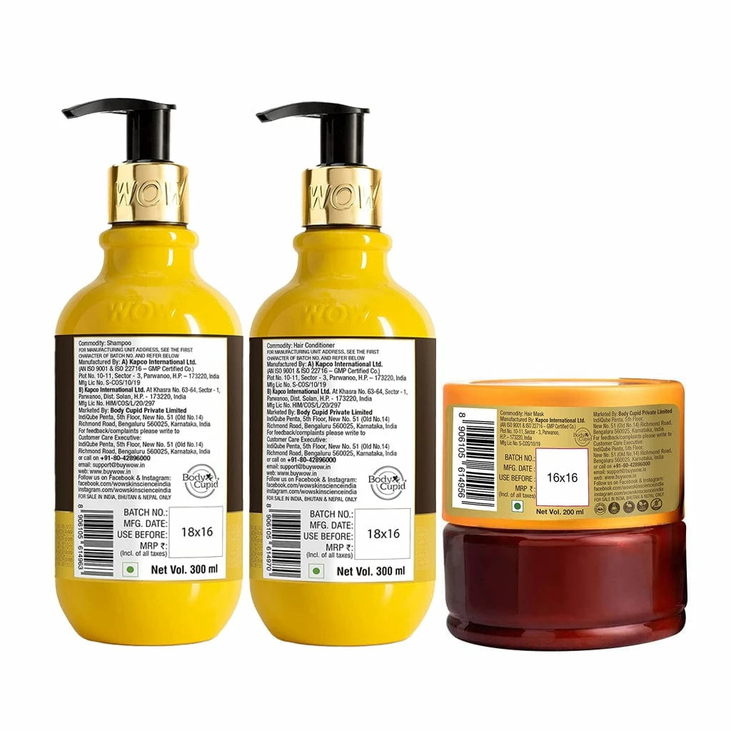WOW Skin Science Mango Pulp Ultimate Hair Care Combo Kit (Shampoo + Conditioner + Hair Mask) Net Vol. 800 Ml