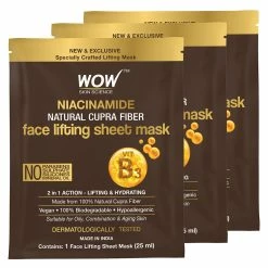 WOW Skin Science Niacinamide Natural Fiber Cupra Face Lifting Sheet Mask - Reduces Blemishes , Restores Skin Barrier And Regulates Sebum Sheet Face Mask
