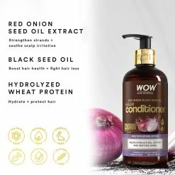 WOW Skin Science Red Onion Black Seed Oil Shampoo & Conditioner Kit With Red Onion Seed Oil Extract, Black Seed Oil & Pro-Vitamin B5 (Shampoo + Conditioner)